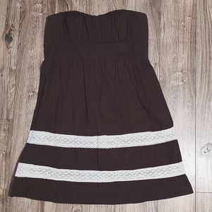 EUC brown halter A line mini dress